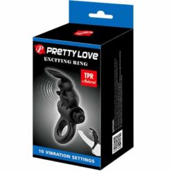 Comprar PRETTY LOVE - EXCITING RING ANILLO VIBRADOR RABBIT 10 VIBRACIONES NEGRO al mejor precio - Envíos Discretos