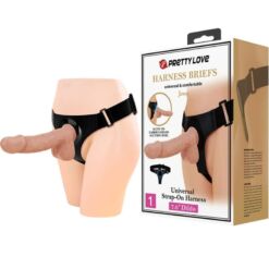 Comprar PRETTY LOVE - HARNESS BRIEFS ARNÉS UNIVERSAL CON DILDO JERRY 21.8 CM NATURAL al mejor precio - Envíos Discretos