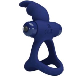 Comprar PRETTY LOVE - LUCHITO DOBLE ANILLO VIBRADOR RABBIT AZUL al mejor precio - Envíos Discretos