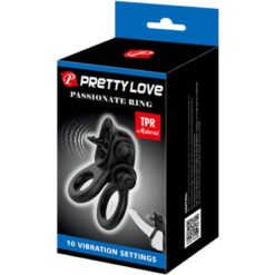 Comprar PRETTY LOVE - PASSIONATE RING DOBLE ANILLO VIBRADOR + ESTIMULADOR CLÍTORIS NEGRO al mejor precio - Envíos Discretos