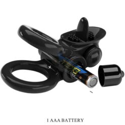 Comprar PRETTY LOVE - PASSIONATE RING DOBLE ANILLO VIBRADOR + ESTIMULADOR CLÍTORIS NEGRO al mejor precio - Envíos Discretos
