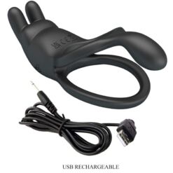 Comprar PRETTY LOVE - SETH DOBLE ANILLO VIBRADOR RABBIT 7 VIBRACIONES NEGRO al mejor precio - Envíos Discretos