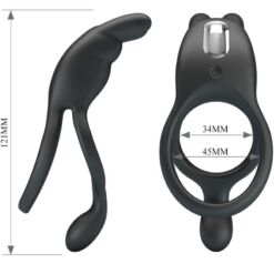 Comprar PRETTY LOVE - SETH DOBLE ANILLO VIBRADOR RABBIT 7 VIBRACIONES NEGRO al mejor precio - Envíos Discretos
