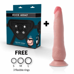 Comprar ROCKARMY - ARNÉS + DUAL DENSITY CRUSADER DILDO REALISTA 21.5 CM -O- 4.46 CM al mejor precio - Envíos Discretos