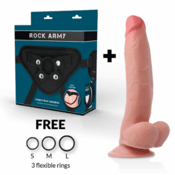 Comprar ROCKARMY - ARNÉS + DUAL DENSITY LEOPARD DILDO REALISTA 23 CM -O- 4.77 CM al mejor precio - Envíos Discretos