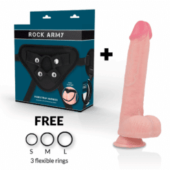 Comprar ROCKARMY - ARNÉS + LIQUID SILICONE DILDO PREMIUM KINGCOBRA 24 CM -O- 4.77 CM al mejor precio - Envíos Discretos