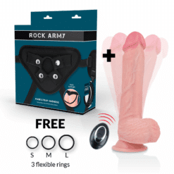 Comprar ROCKARMY - ARNÉS + LIQUID SILICONE VIBRADOR CONTROL REMOTO PREMIUM APACHE 20.5 CM -O- 4.62 CM al mejor precio - Envíos Discretos