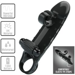 Comprar ROMANCE - FUNDA PARA PENE CON VIBRACIÓN NEGRO al mejor precio - Envíos Discretos