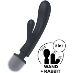 Comprar SATISFYER - TRIPLE LOVER MASAJEADOR VIBRADOR RABBIT GRIS al mejor precio - Envíos Discretos