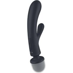 Comprar SATISFYER - TRIPLE LOVER MASAJEADOR VIBRADOR RABBIT GRIS al mejor precio - Envíos Discretos