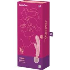 Comprar SATISFYER - TRIPLE LOVER MASAJEADOR VIBRADOR RABBIT ROSA al mejor precio - Envíos Discretos
