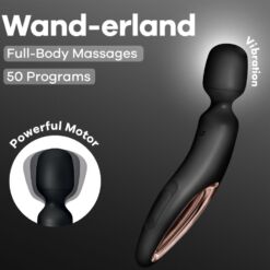 Comprar SATISFYER - WAND ERLAND MASAJEADOR VIBRADOR NEGRO al mejor precio - Envíos Discretos