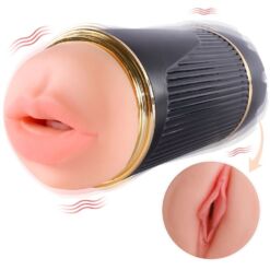 Comprar SHEQU - KAY MASTURBADOR DOBLE CON VIBRACIÓN DUAL BOCA Y VAGINA al mejor precio - Envíos Discretos
