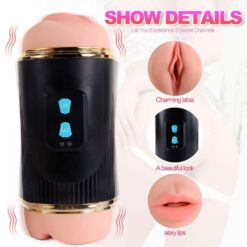 Comprar SHEQU - KAY MASTURBADOR DOBLE CON VIBRACIÓN DUAL BOCA Y VAGINA al mejor precio - Envíos Discretos