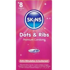 Comprar SKINS - DOTS & RIBS PRESERVATIVOS PREMIUM PACK 8 al mejor precio - Envíos Discretos