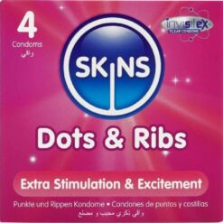 Comprar SKINS - DOTS & RIBS PRESERVATIVOS PREMIUM PACK 4 al mejor precio - Envíos Discretos