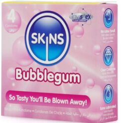 Comprar SKINS - PRESERVATIVOS PREMIUM SABOR CHICLE PACK 4 al mejor precio - Envíos Discretos