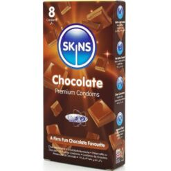 Comprar SKINS - PRESERVATIVOS PREMIUM SABOR CHOCOLATE PACK 8 al mejor precio - Envíos Discretos