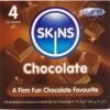 Comprar SKINS - PRESERVATIVOS PREMIUM SABOR CHOCOLATE PACK 4 al mejor precio - Envíos Discretos