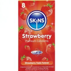 Comprar SKINS - PRESERVATIVOS PREMIUM SABOR FRESA PACK 8 al mejor precio - Envíos Discretos