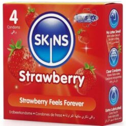 Comprar SKINS - PRESERVATIVOS PREMIUM SABOR FRESA PACK 4 al mejor precio - Envíos Discretos