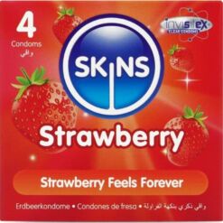 Comprar SKINS - PRESERVATIVOS PREMIUM SABOR FRESA PACK 4 al mejor precio - Envíos Discretos