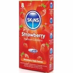 Comprar SKINS - PRESERVATIVOS PREMIUM SABOR FRESA PACK 8 al mejor precio - Envíos Discretos