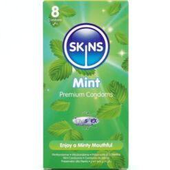 Comprar SKINS - PRESERVATIVOS PREMIUM SABOR MENTA PACK 8 al mejor precio - Envíos Discretos