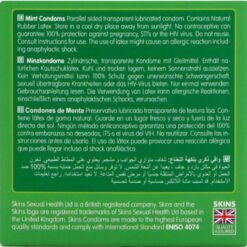 Comprar SKINS - PRESERVATIVOS PREMIUM SABOR MENTA PACK 4 al mejor precio - Envíos Discretos