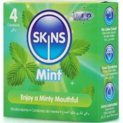 Comprar SKINS - PRESERVATIVOS PREMIUM SABOR MENTA PACK 4 al mejor precio - Envíos Discretos