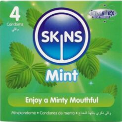 Comprar SKINS - PRESERVATIVOS PREMIUM SABOR MENTA PACK 4 al mejor precio - Envíos Discretos