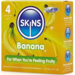 Comprar SKINS - PRESERVATIVOS PREMIUM SABOR PLÁTANO PACK 4 al mejor precio - Envíos Discretos