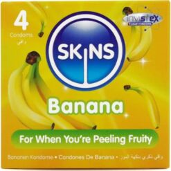 Comprar SKINS - PRESERVATIVOS PREMIUM SABOR PLÁTANO PACK 4 al mejor precio - Envíos Discretos