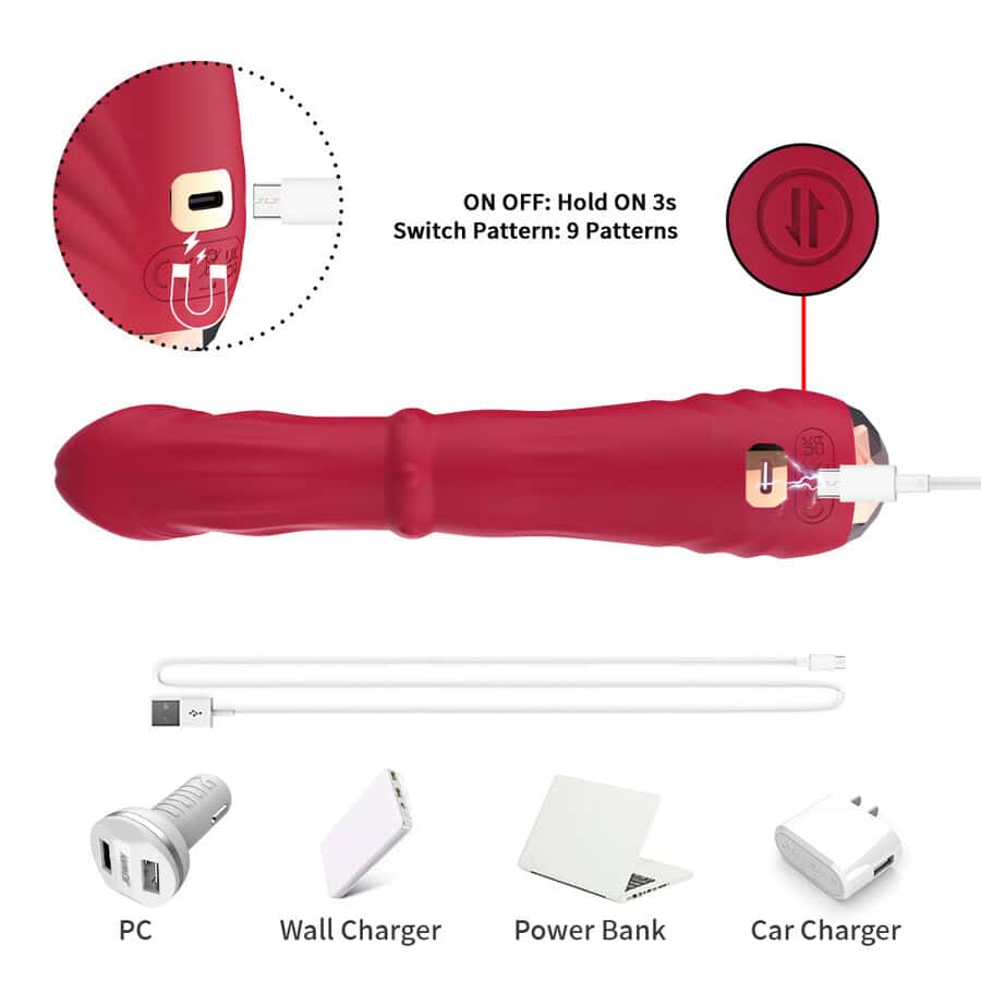 ARMONY - DILDO VIBRADOR ESTIMULADOR PUNTO A TERMOAJUSTABLE ROJO - Imagen 5