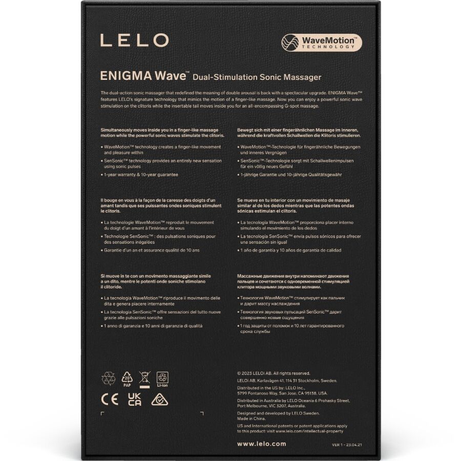LELO - ENIGMA WAVE MASAJEADOR TRIPLE VIBRACIÓN MORADO - Imagen 5