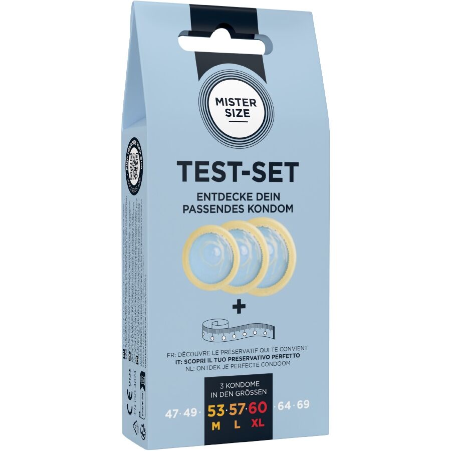 MISTER SIZE - TEST SET 3 PRESERVATIVOS DIFERENTES TALLAS + CINTA MÉTRICA - piKanteo | Despierta tu lado más piKante Comprar MISTER SIZE - TEST SET 3 PRESERVATIVOS DIFERENTES TALLAS + CINTA MÉTRICA al mejor precio - Envíos Discretos