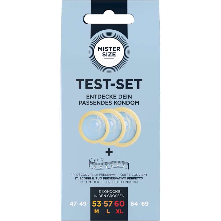 MISTER SIZE - TEST SET 3 PRESERVATIVOS DIFERENTES TALLAS + CINTA MÉTRICA - piKanteo | Despierta tu lado más piKante Comprar MISTER SIZE - TEST SET 3 PRESERVATIVOS DIFERENTES TALLAS + CINTA MÉTRICA al mejor precio - Envíos Discretos